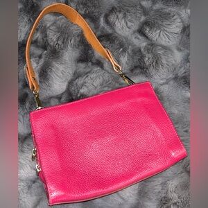 Valentina Italy Deep Pink Pebble Grain Leather Handbag